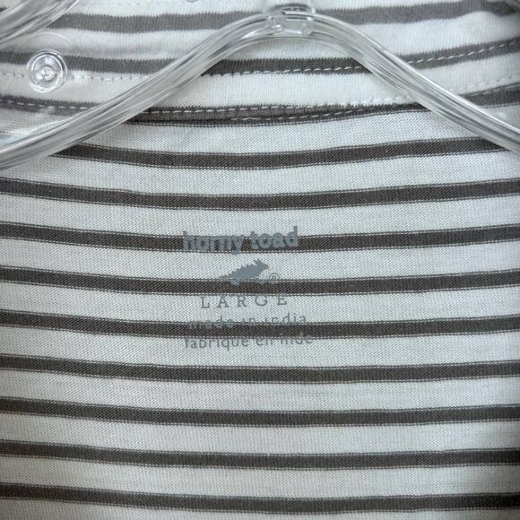 Horny Toad White Striped Organic Cotton Short Sleeve Polo Sz L - Picture 2 of 6